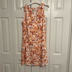 LOFT Floral Mini Dress in Red and Orange